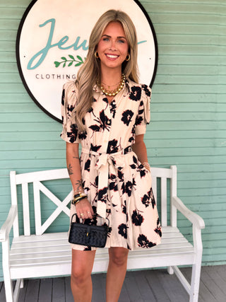The Lilly Floral Button Dress-Ecru