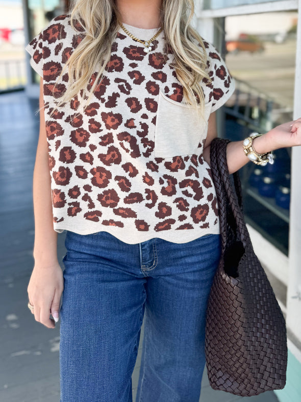 The Kenzi Leopard Sweater-Taupe