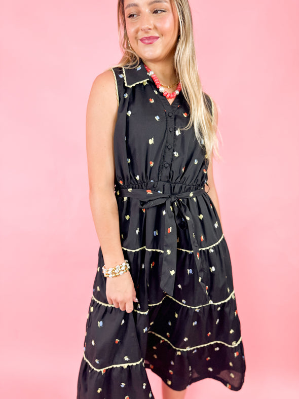 The Ariana Floral Dress-Black