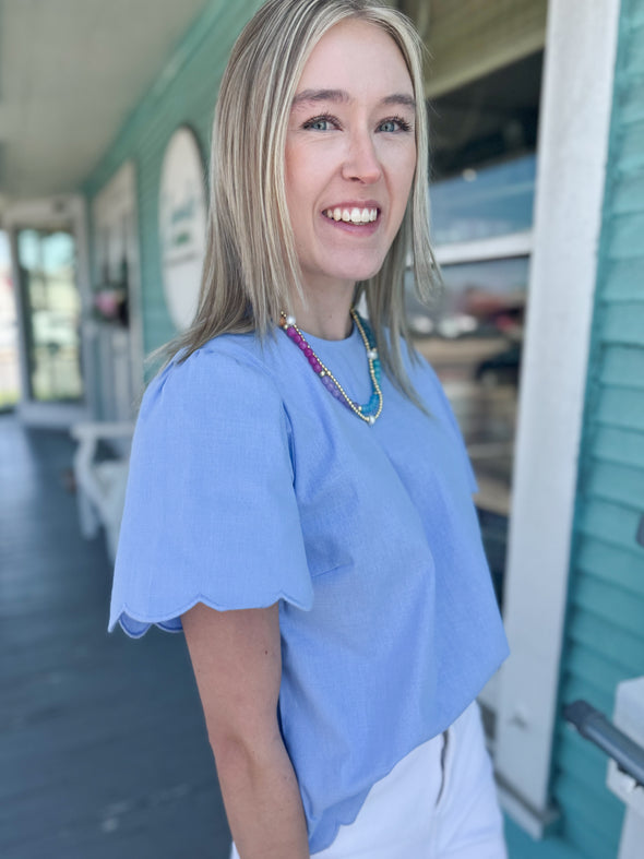 (THML) The Francine Top-Blue