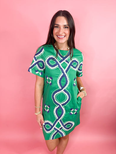 (THML) The Henry Embroidered Dress-Green