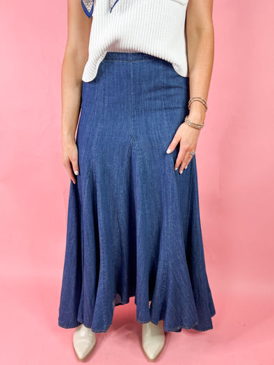The Sallie Midi Skirt-Denim