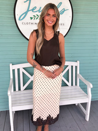 The Ethan Polka Dot Lace Skirt-Ecru