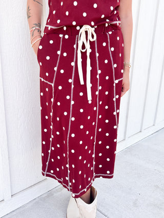 The Chelly Polka Dot 2 Piece Set-Maroon