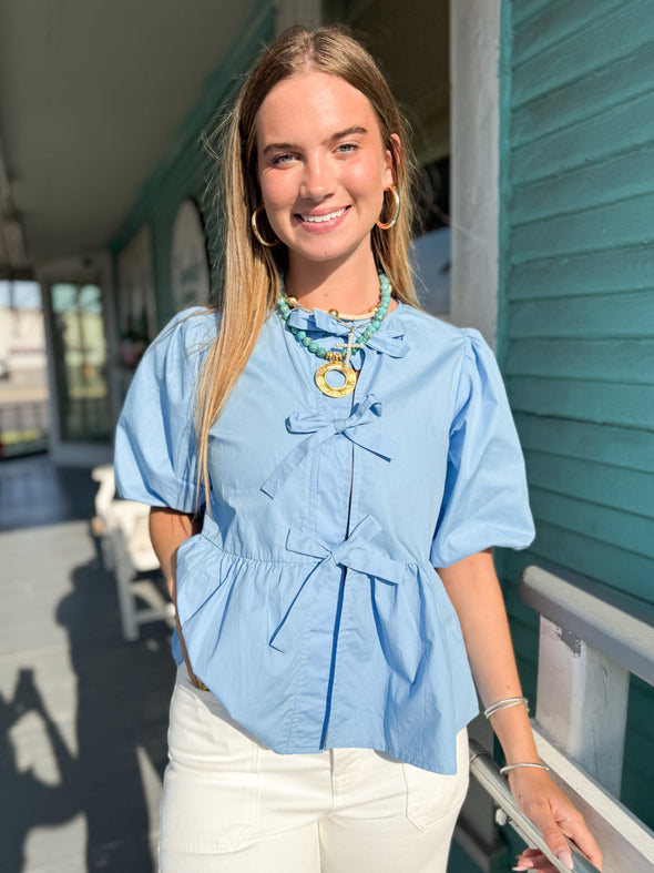 The Percy Bow Top-Blue