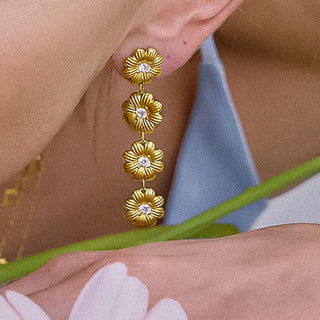 The Bloomie Flower Chain Earring-18k Gold