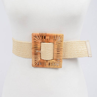 The Straw Belt with Bamboo Buckle-Ivory