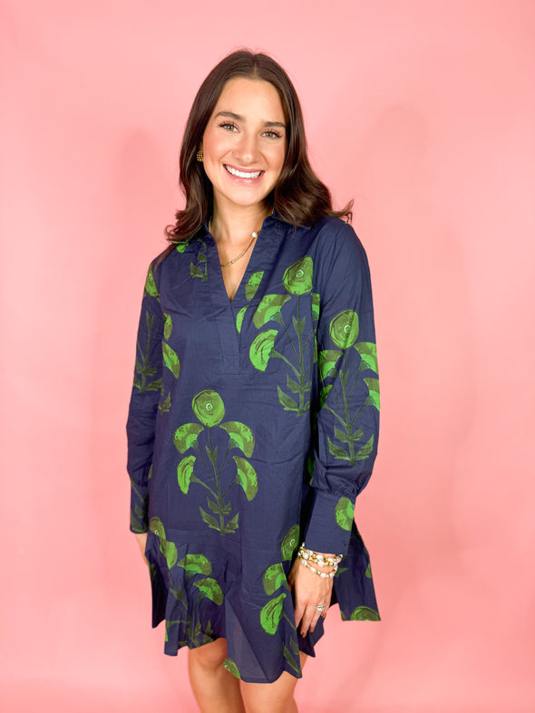 The Hillary Floral Dress-Navy