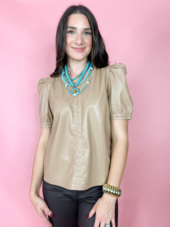 The Trina Leather Top-Latte