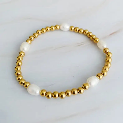 The Pearl Bauble Bracelet-Gold