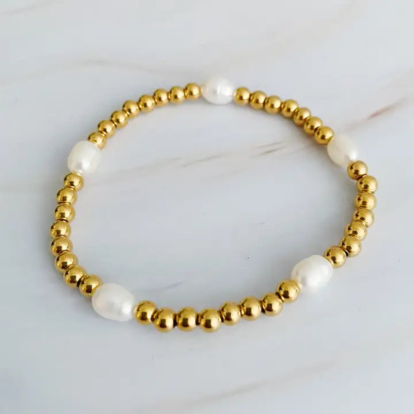 The Pearl Bauble Bracelet-Gold
