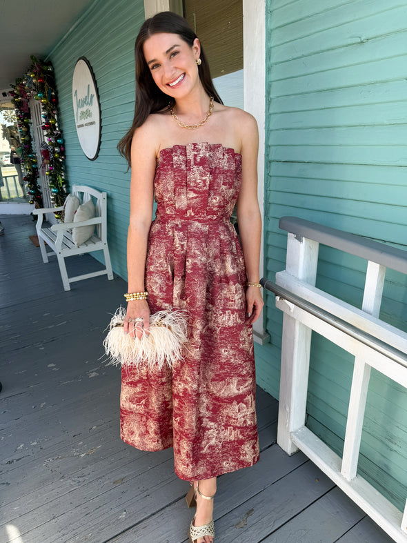 The Luke Strapless Dress-Burgundy