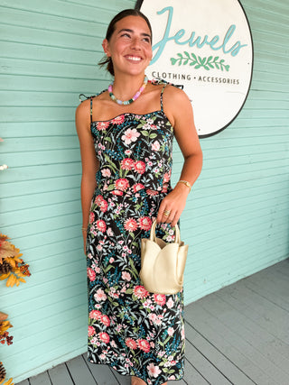 (BuddyLove) The Rebecca Floral 2 Piece Set-Black