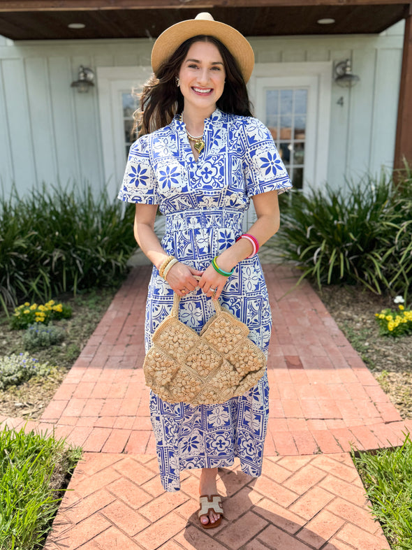 The Arbor Flora Midi Dress-Blue