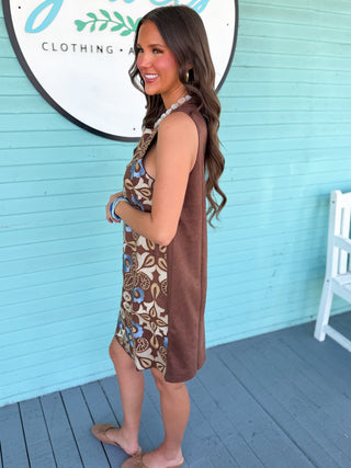 (THML) The Dellia Suede Dress-Brown
