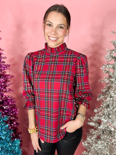 (J.Marie) The Hollis Long Sleeve Bow Top- Red