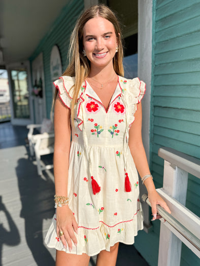 The Yoki Embroidered Dress-White
