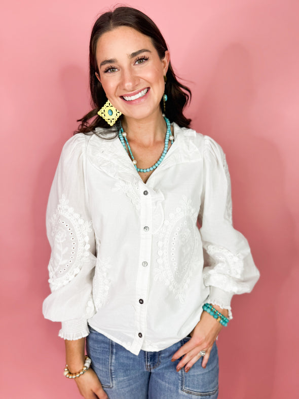 The Iris Lace Top-White