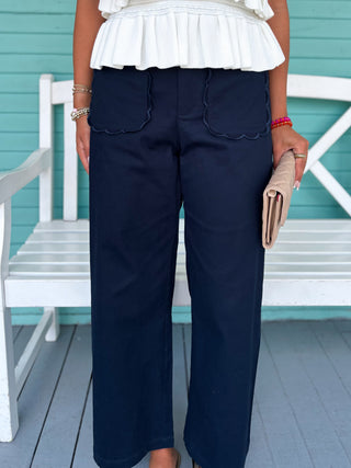 The Sam Scallop Pants-Navy