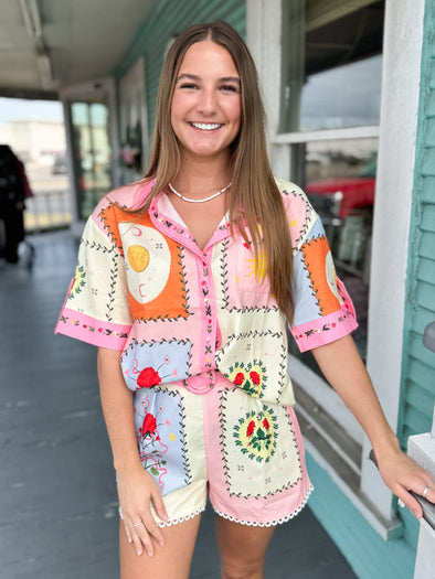 The Sam Vibrant Print Set-Pink