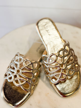 gold slide sandal 