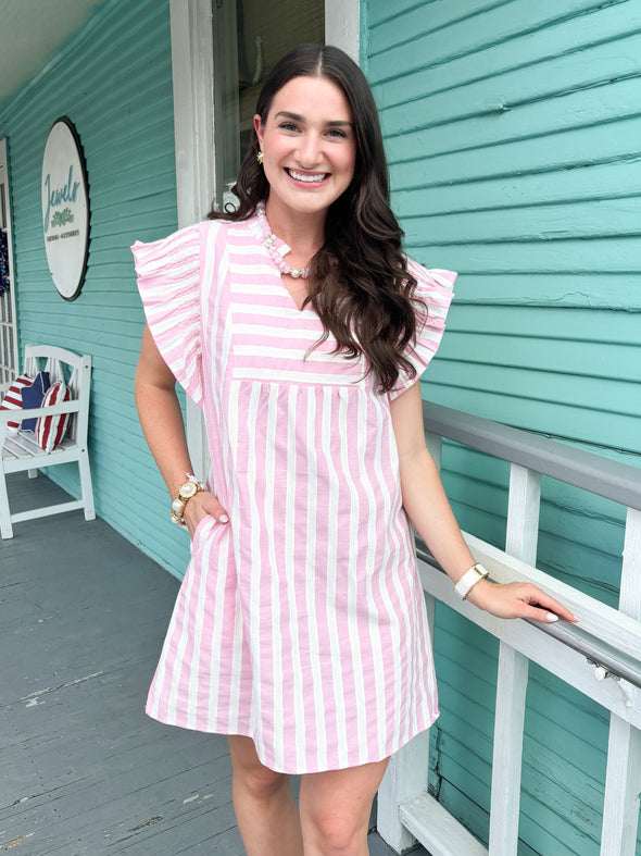 The Annie Stripe Dress-Pink