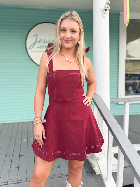 The Kim Mini Dress-Burgundy