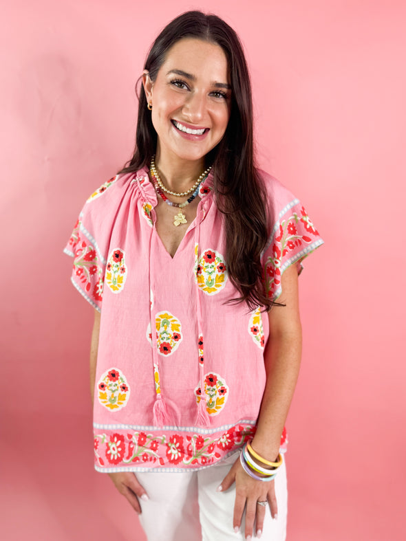 The Jessy Floral Top-Pink