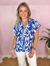 blue and white top 