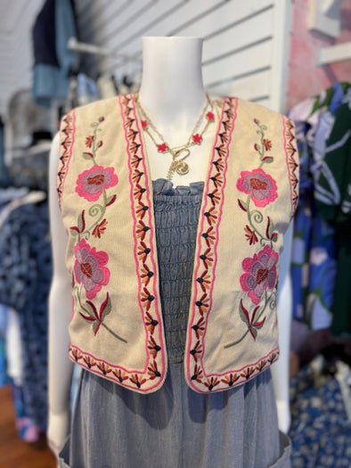 The Nico Quilted Vest-Ecru