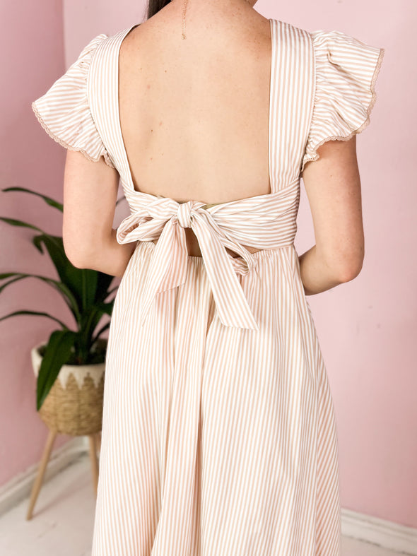 The Mikky Bow Back Maxi Dress-Pink