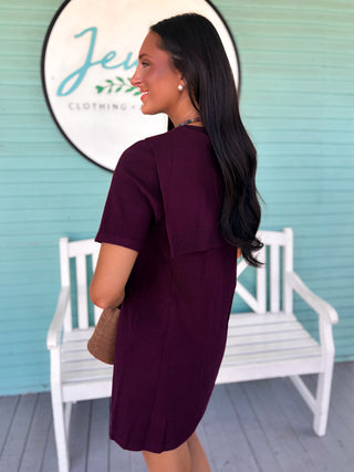 The Celeste Sweater Dress-Wine