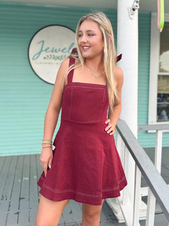 The Kim Mini Dress-Burgundy