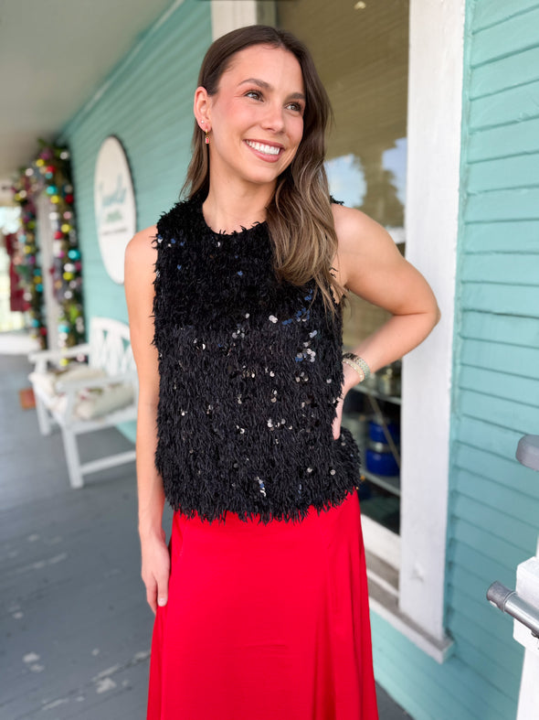 (THML) The Symone Sequin Tank-Black