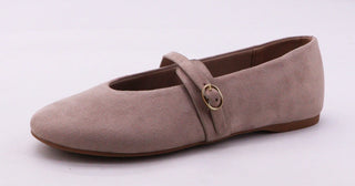 The Caffe Mary Jane Suede Flat-Taupe
