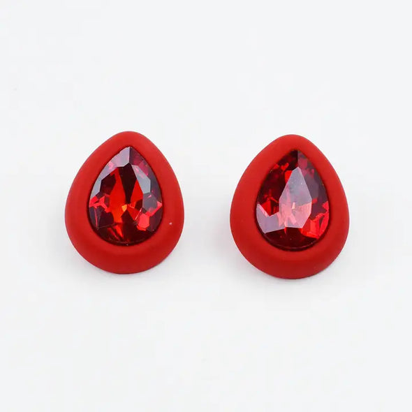 Simply Solid Stud Earrings-Red