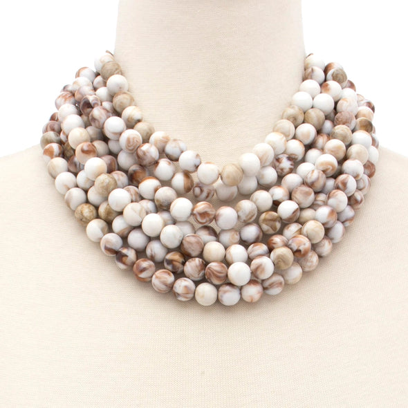 Chunky Beaded Layered Necklace-Multiple Colors