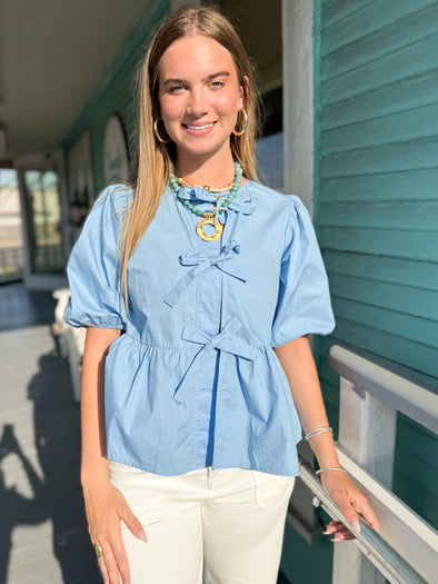 The Percy Bow Top-Blue