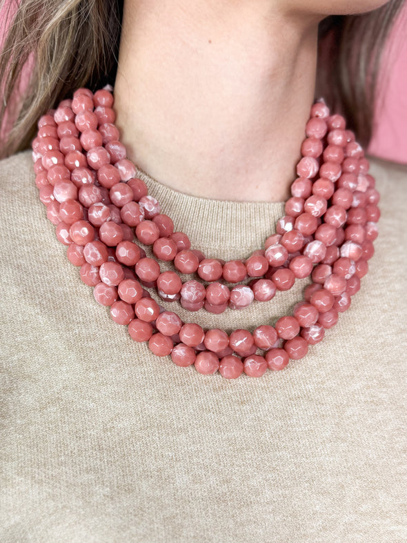 Chunky Beaded Layered Necklace-Multiple Colors