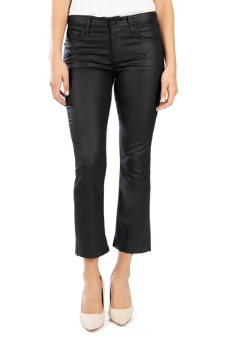 (KUT) Kelsey High Rise Coated Flare-Black