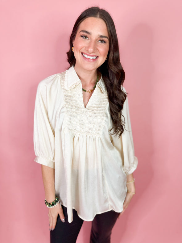 The Sadie Satin Collar Top