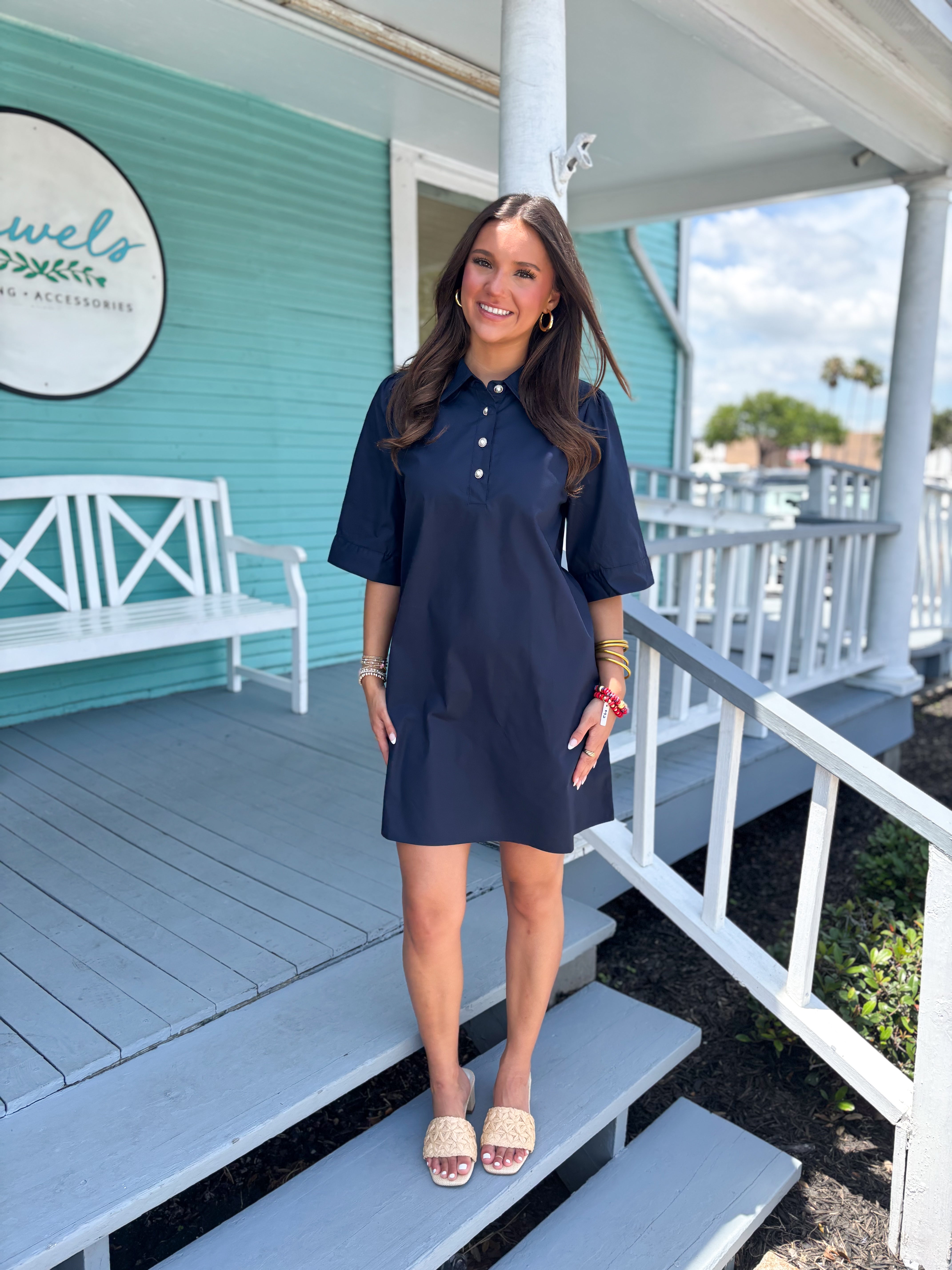 The Josh Pearl Dress-Navy – Jewels Clothing and Accessories