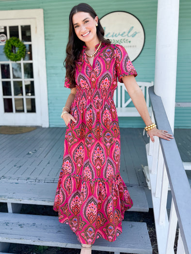 The Ainsley Floral Maxi Dress-Berry