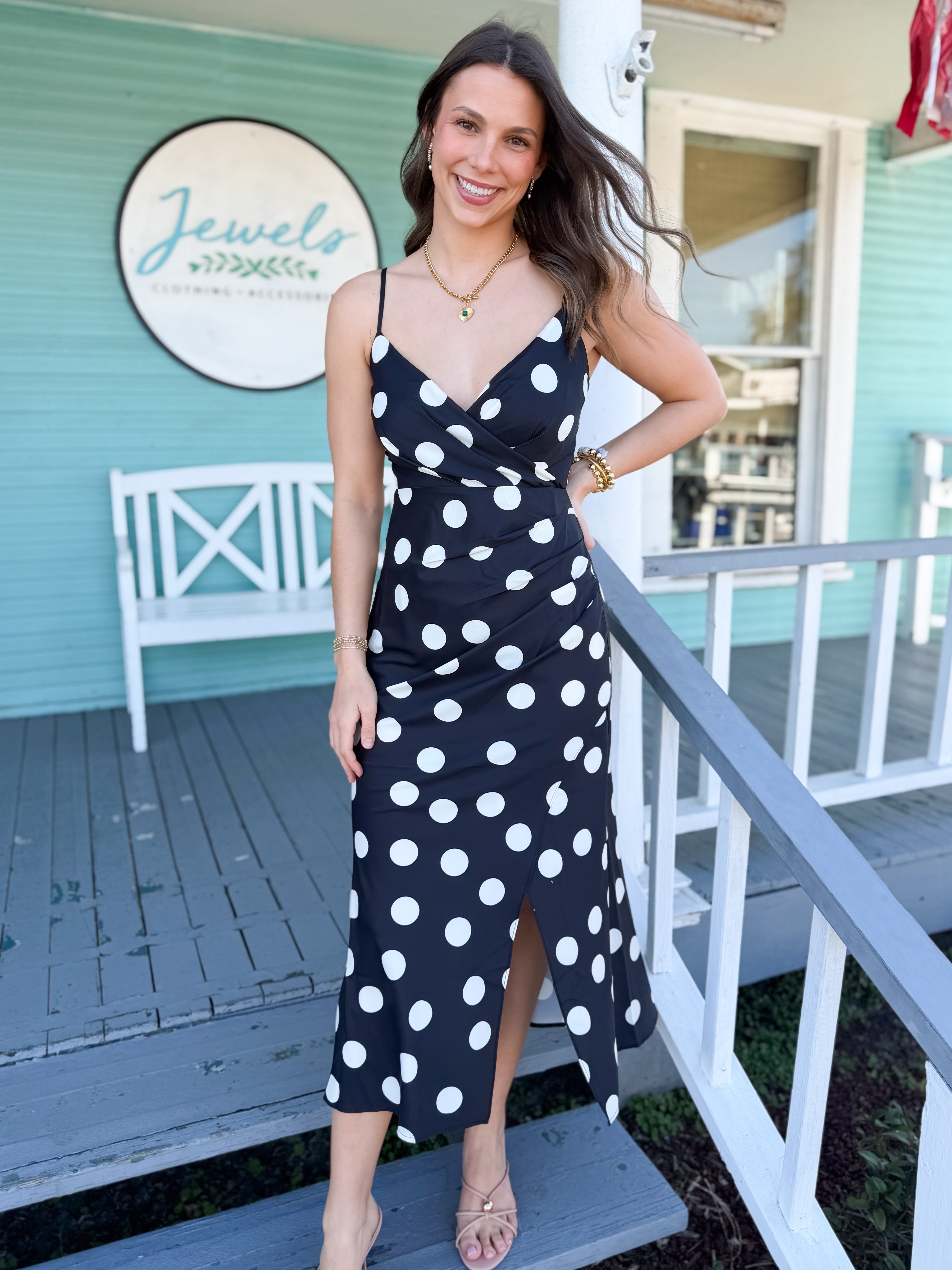 black satin polka dot dress Satin Polka Dot Dress