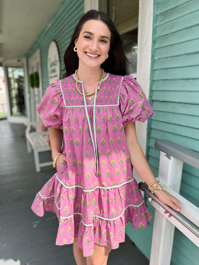 The Isabella Floral Dress-Pink