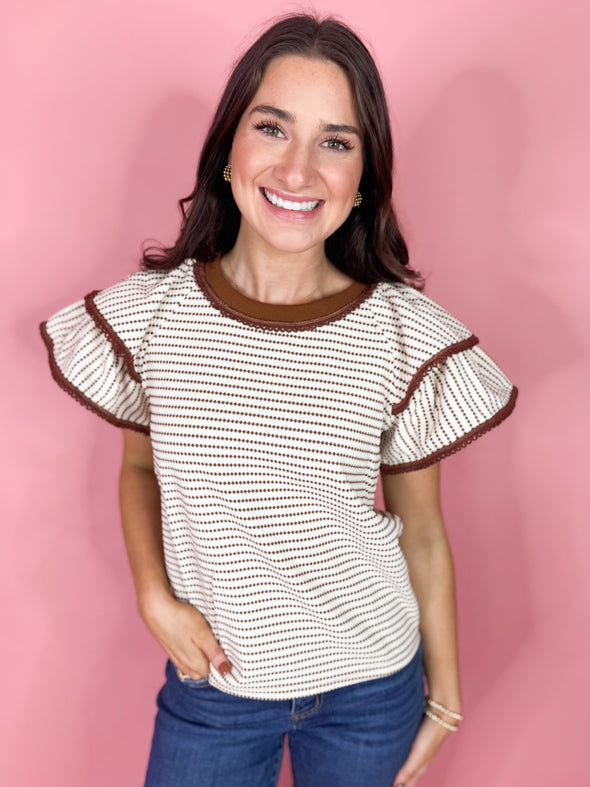 The Betty Striped Top-Brown