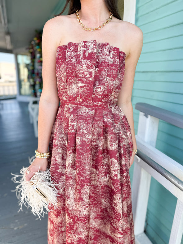 The Luke Strapless Dress-Burgundy