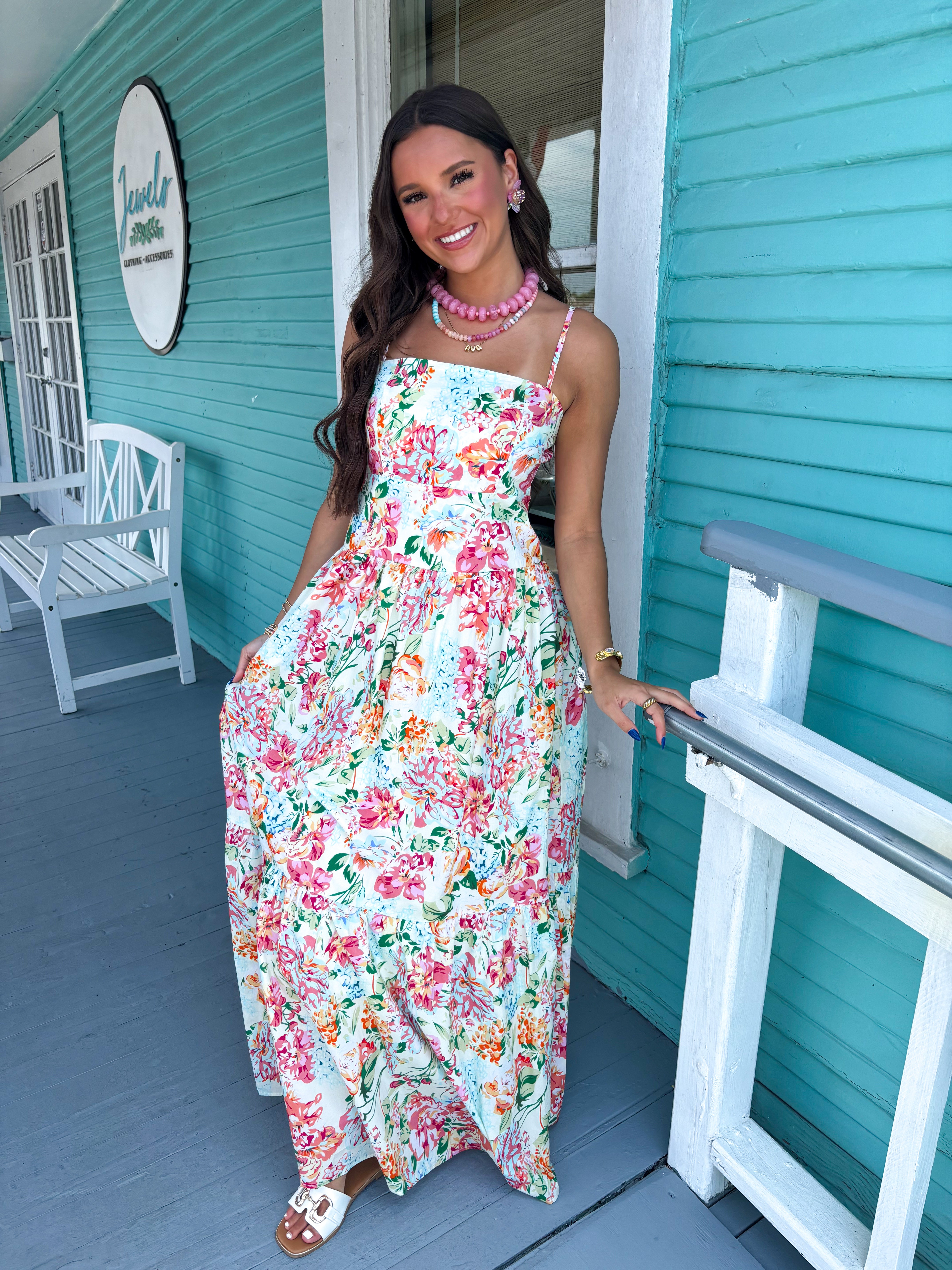 thml clothing maxi dress (THML) The Rohre Floral Midi Dress-Cream M
