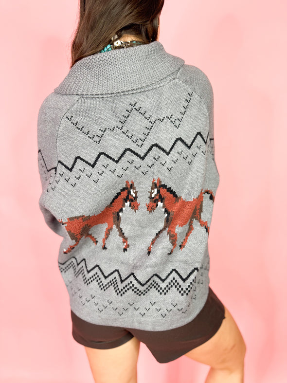 The Willo Horse Cardigan-Grey