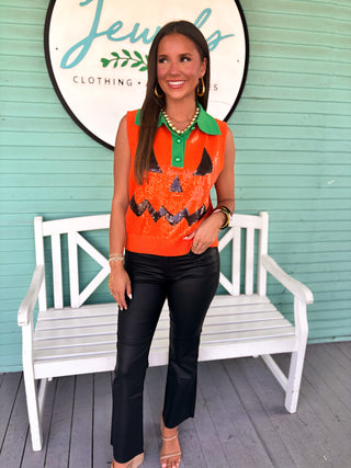 (QUEEN) The Jack-O-Lantern Sparkle Vest-Orange